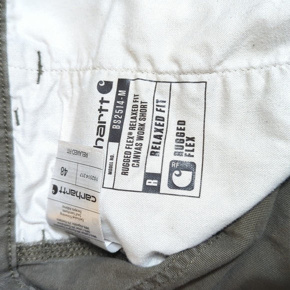 Carhartt Rugged Flex Relaxed Fit Canvas Work Shorts Size 48x9" in Olive Green - Picture 4 of 7